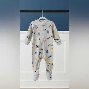 Baby Halloween Candy Romper Grey (NWT) Size: 0/3M - Candy Corn
